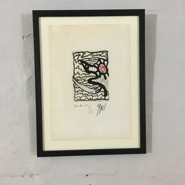 Pierre Alechinsky og Karel Appel: “Komposition, et væsen”. Fælles kobbertryk.