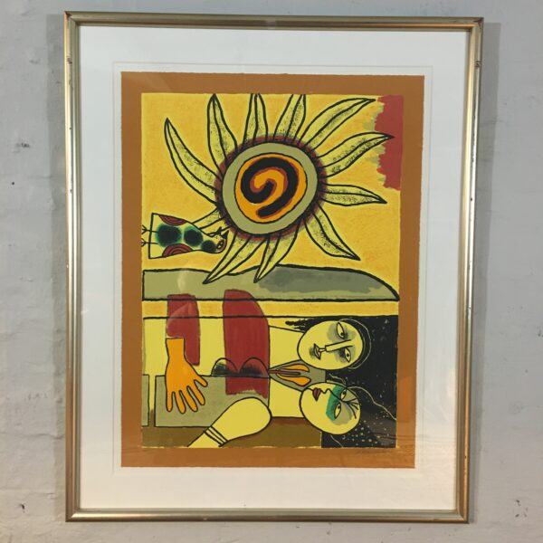 Corneille: “Komposition med mand, kvinde og fugl”