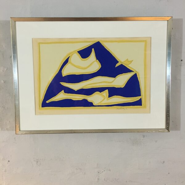 Richard Mortensen: “Abstrakt komposition i blåt og gult”