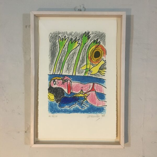 Corneille: “Figurkomposition med kvinde, kat og fugl”