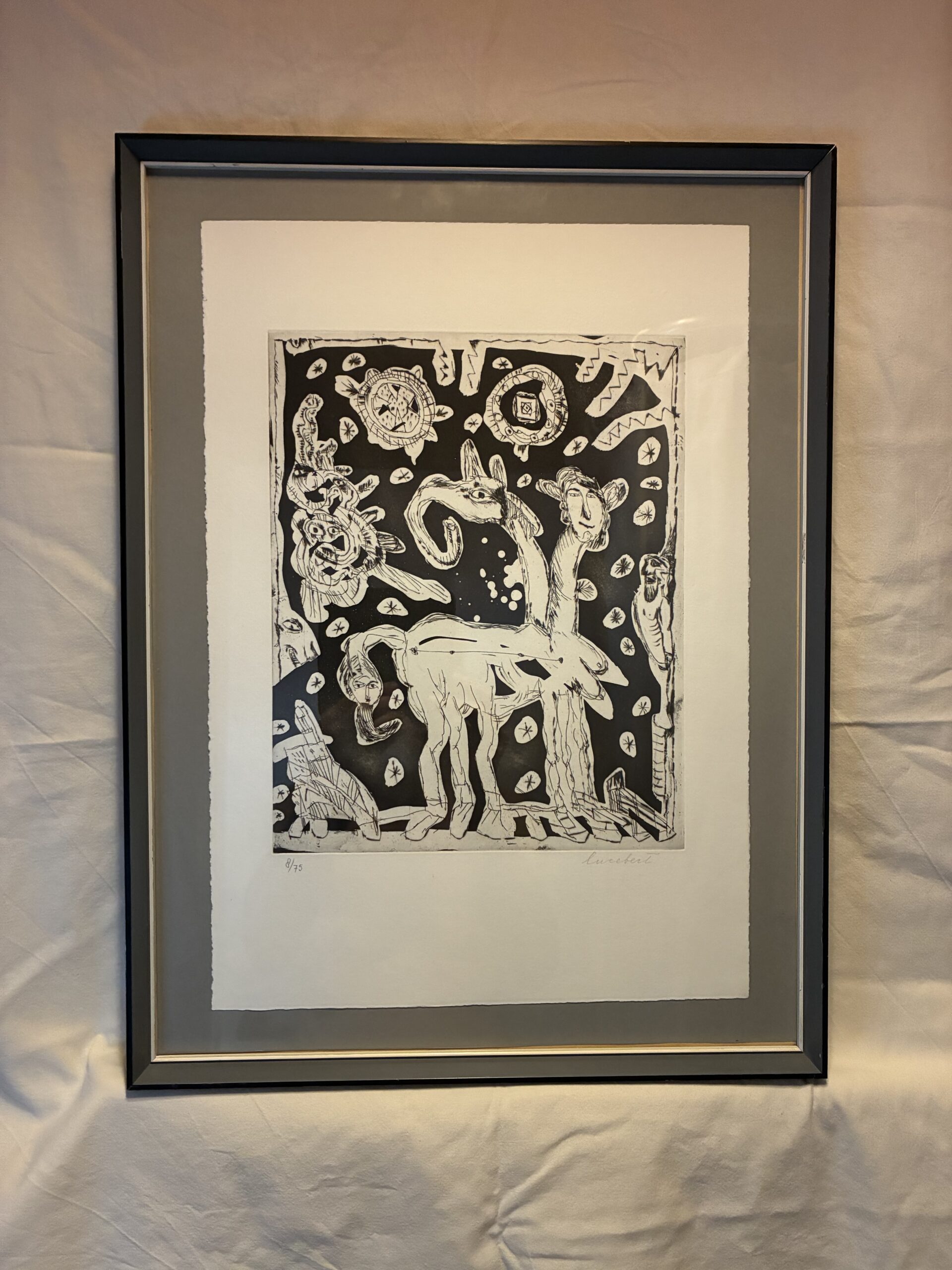 Lucebert (Lubertus Jacobus Swannswijk): Radering/auqatinte og med originalt keramik udstillingskatalog